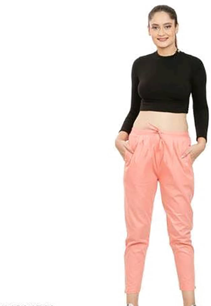     			OuterWear Pack of 1 Cotton Blend Regular Women's Casual Pants ( Pink )