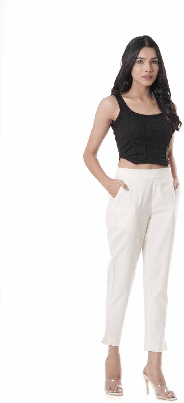     			OuterWear Pack of 1 Cotton Regular Women's Casual Pants ( White )