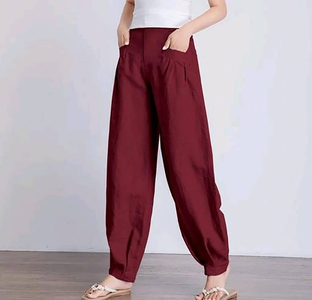     			OuterWear Pack of 1 Cotton Blend Regular Women's Casual Pants ( Maroon )