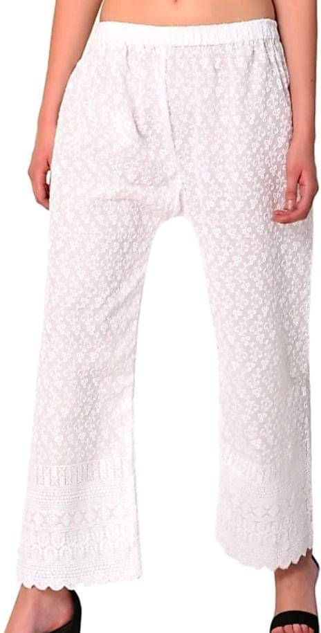     			OuterWear Pack of 1 Cotton Blend Relaxed Women's Palazzos ( White )