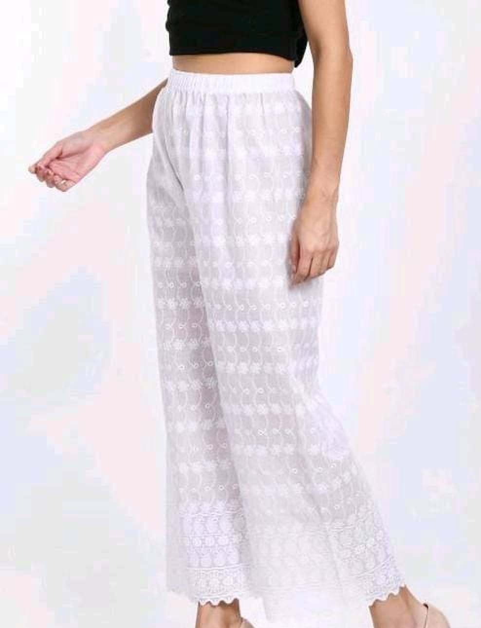     			OuterWear Pack of 1 Cotton Blend Relaxed Women's Palazzos ( White )