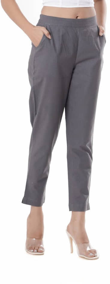 OuterWear Pack of 1 Cotton Regular Women's Casual Pants ( Grey ) - Trousers | Buy online on ZillyBuy