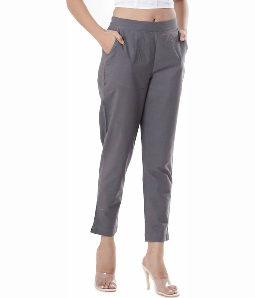 OuterWear Pack of 1 Cotton Regular Women's Casual Pants ( Grey ) - Trousers | Buy online on ZillyBuy