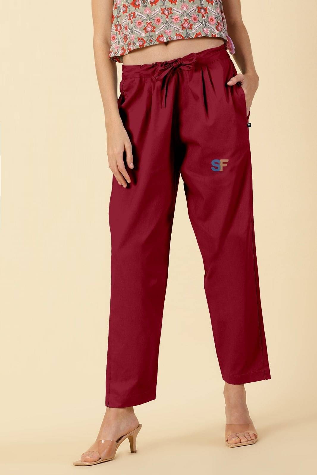     			OuterWear Pack of 1 Cotton Blend Regular Women's Casual Pants ( Maroon )