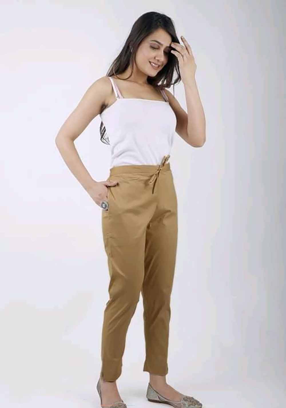     			OuterWear Pack of 1 Cotton Blend Regular Women's Casual Pants ( Brown )