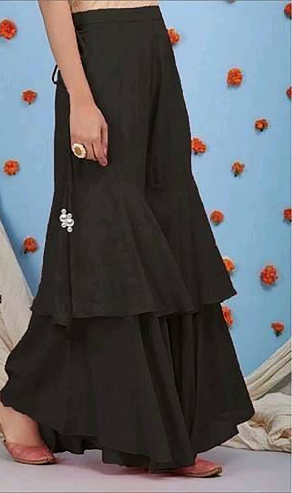     			OuterWear Pack of 1 Silk Regular Women's Palazzos ( Black )