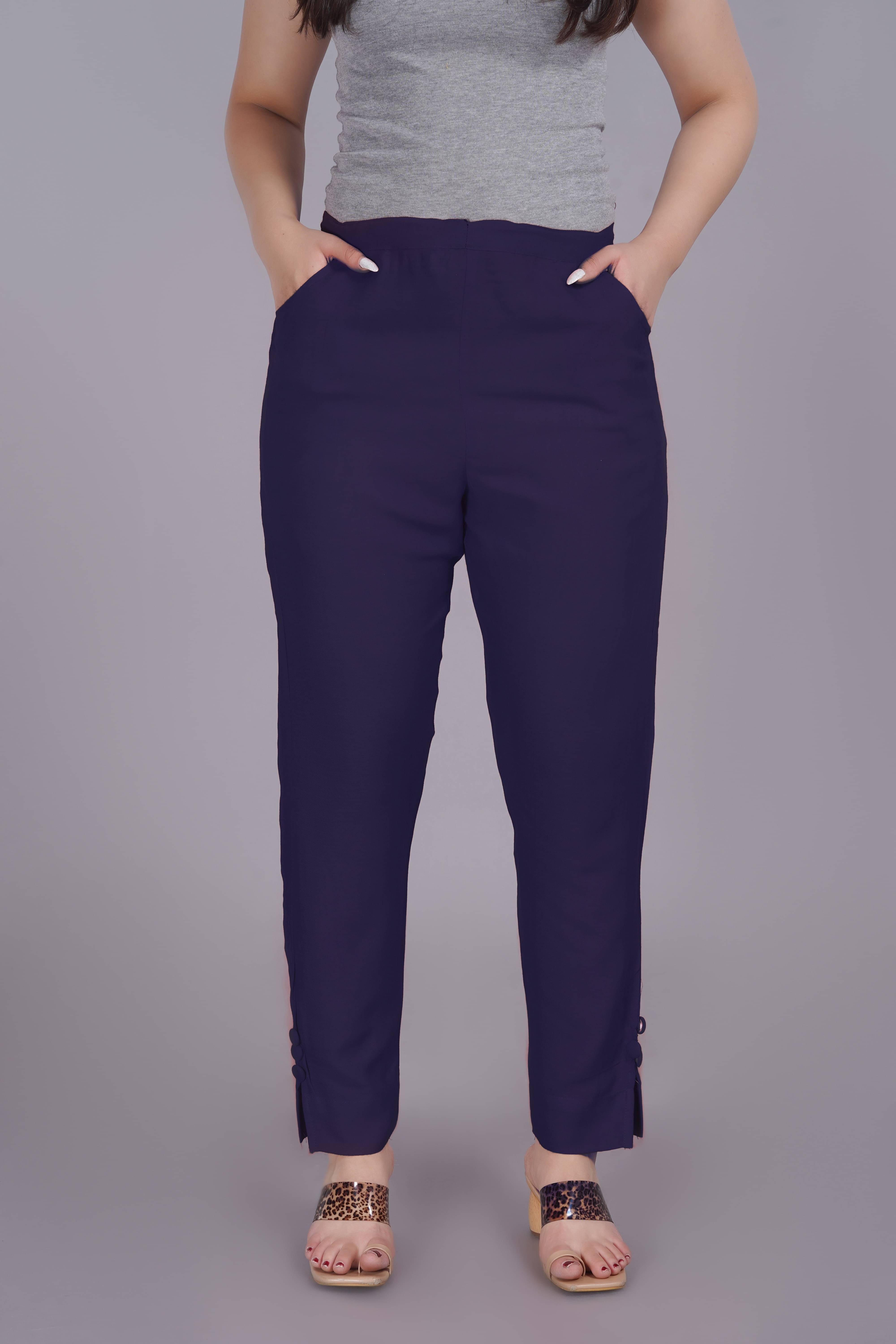     			OuterWear Pack of 1 Viscose Regular Women's Formal Pants ( Blue )