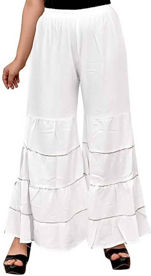 OuterWear Pack of 1 Viscose Regular Women's Palazzos ( White ) OuterWear Pack of 1 Viscose Regular Women's Palazzos ( White )