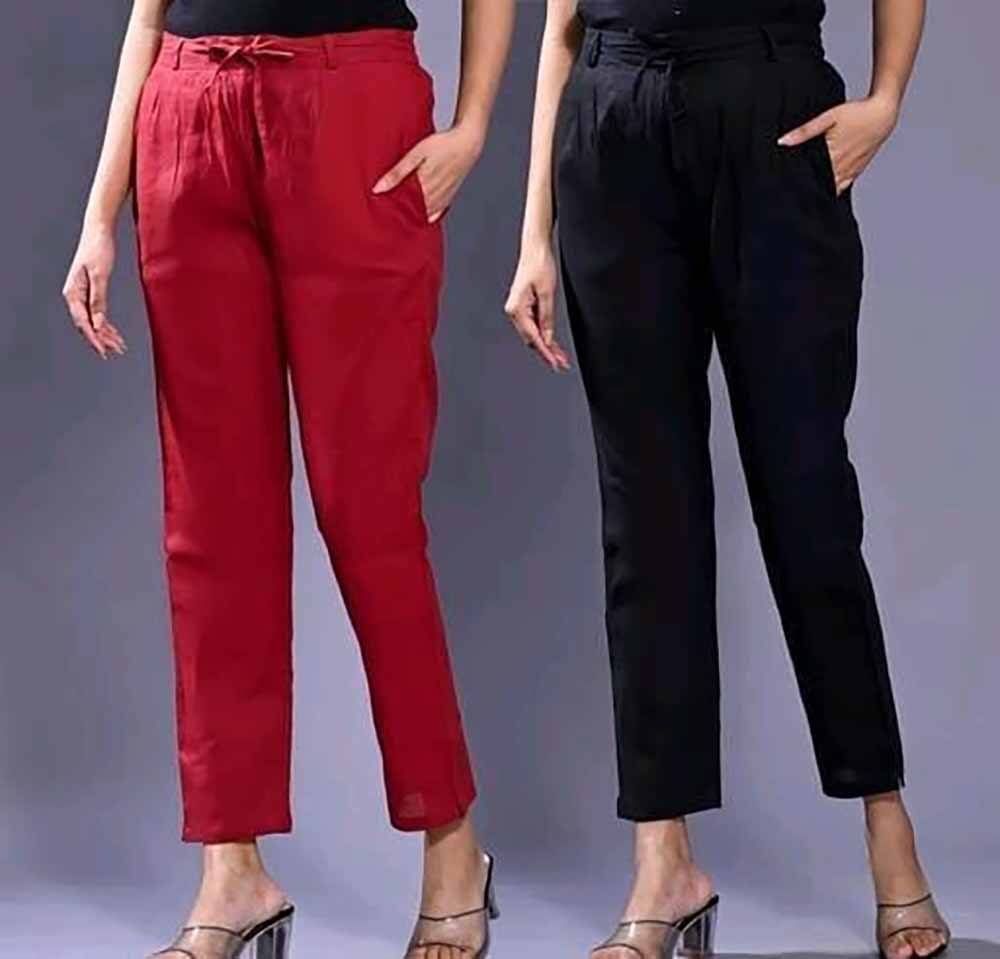     			OuterWear Pack of 2 Cotton Blend Regular Women's Casual Pants ( Multicolor )