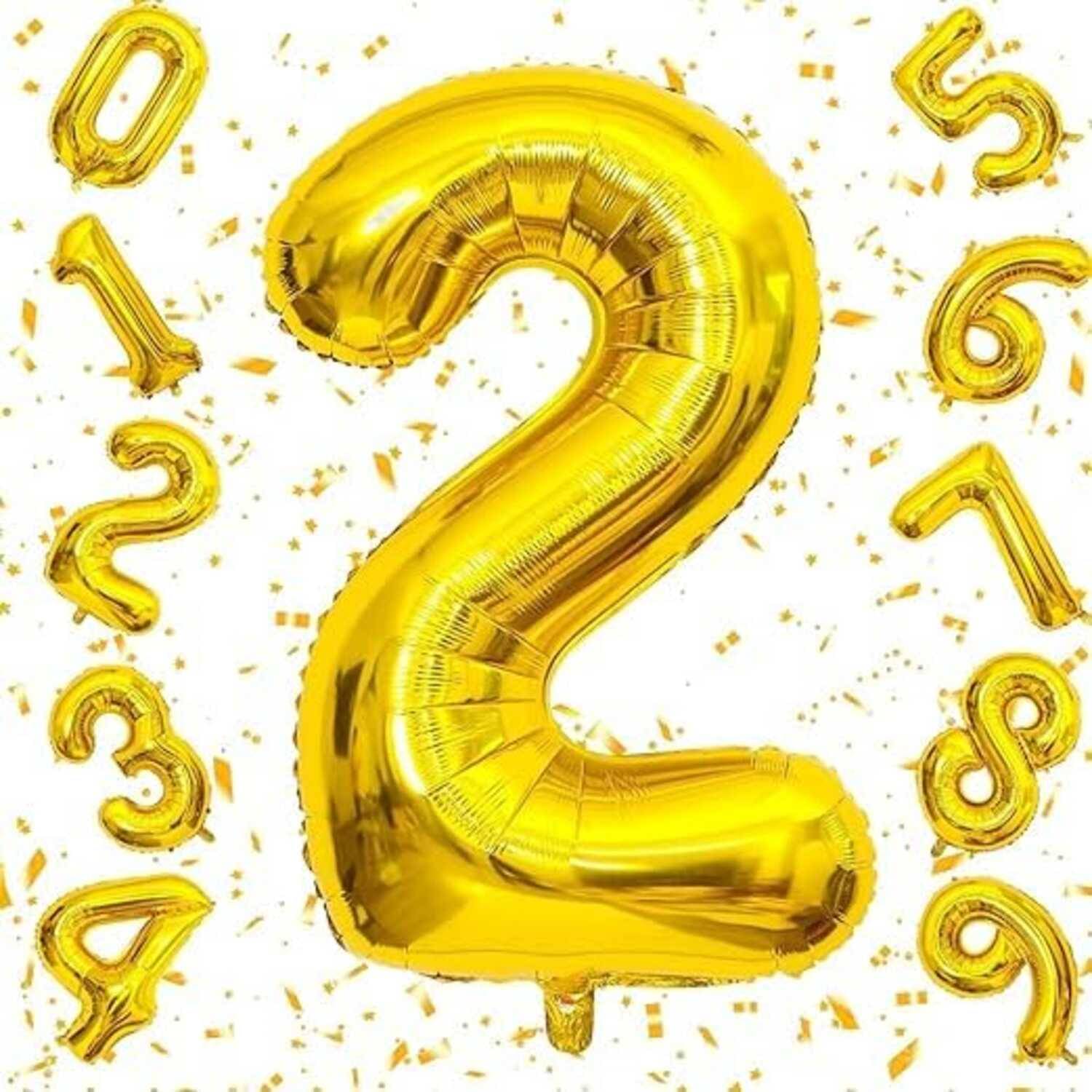 PartyBooms 2 number Golden Foil Balloon 16 inch Size Birthday Decoration Items PartyBooms 2 number Golden Foil Balloon 16 inch Size Birthday Decoration Items