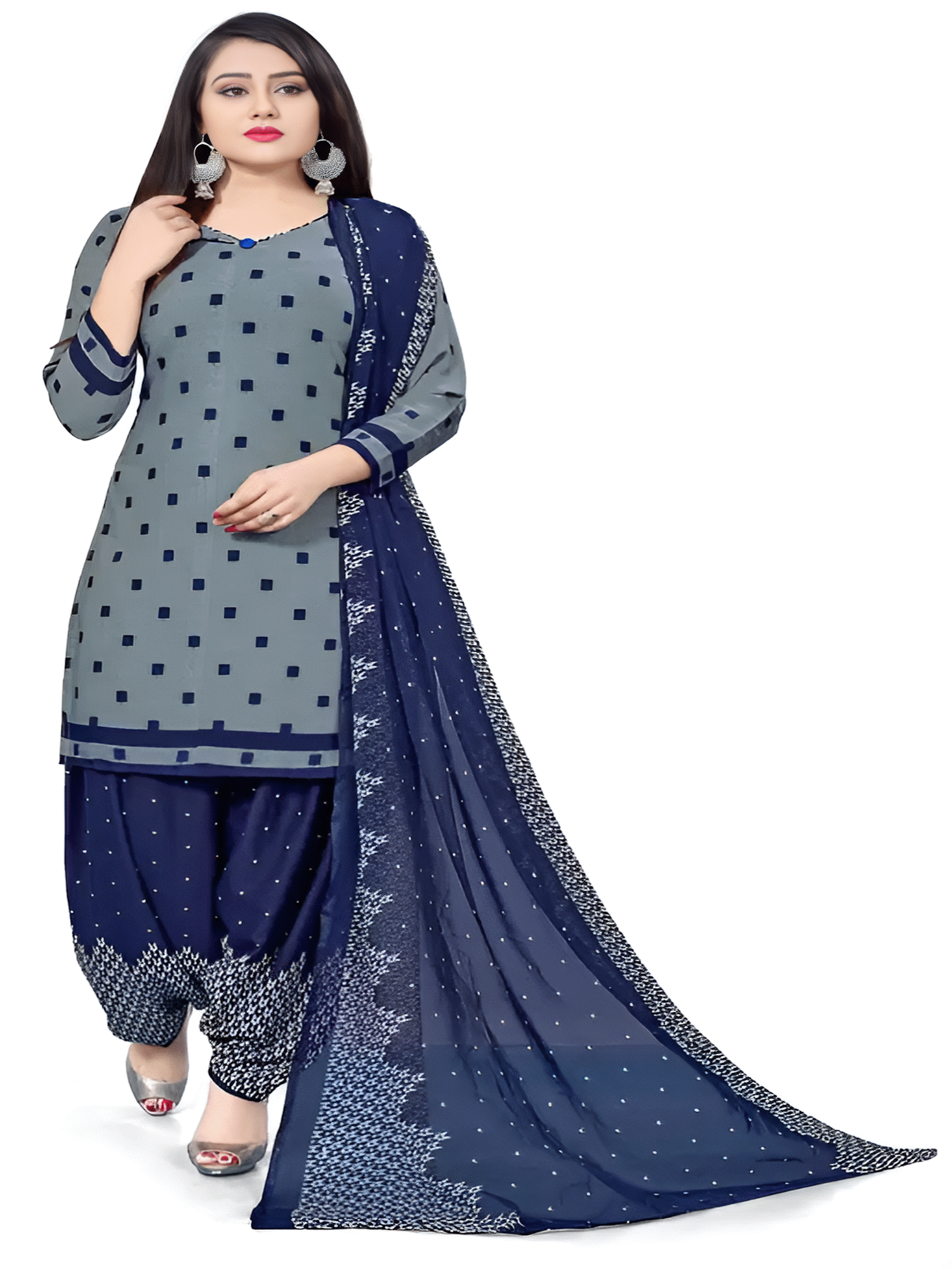     			Reya Unstitched Crepe Self Design Dress Material - Grey ( Pack of 1 )