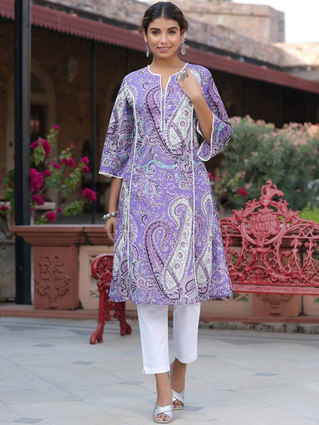 Royal Export Pack of 1 Viscose Printed Straight Women's Kurti - ( Purple ) Royal Export Pack of 1 Viscose Printed Straight Women's Kurti - ( Purple )