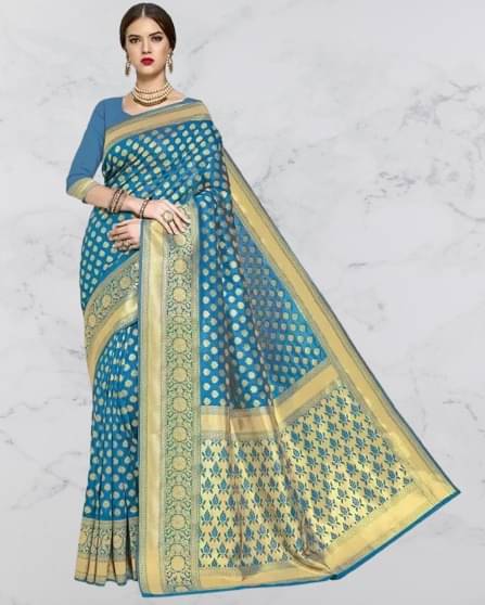 Saadhvi Silk Woven Saree With Unstitched Blouse Piece ( Light Blue ) Saadhvi Silk Woven Saree With Unstitched Blouse Piece ( Light Blue )