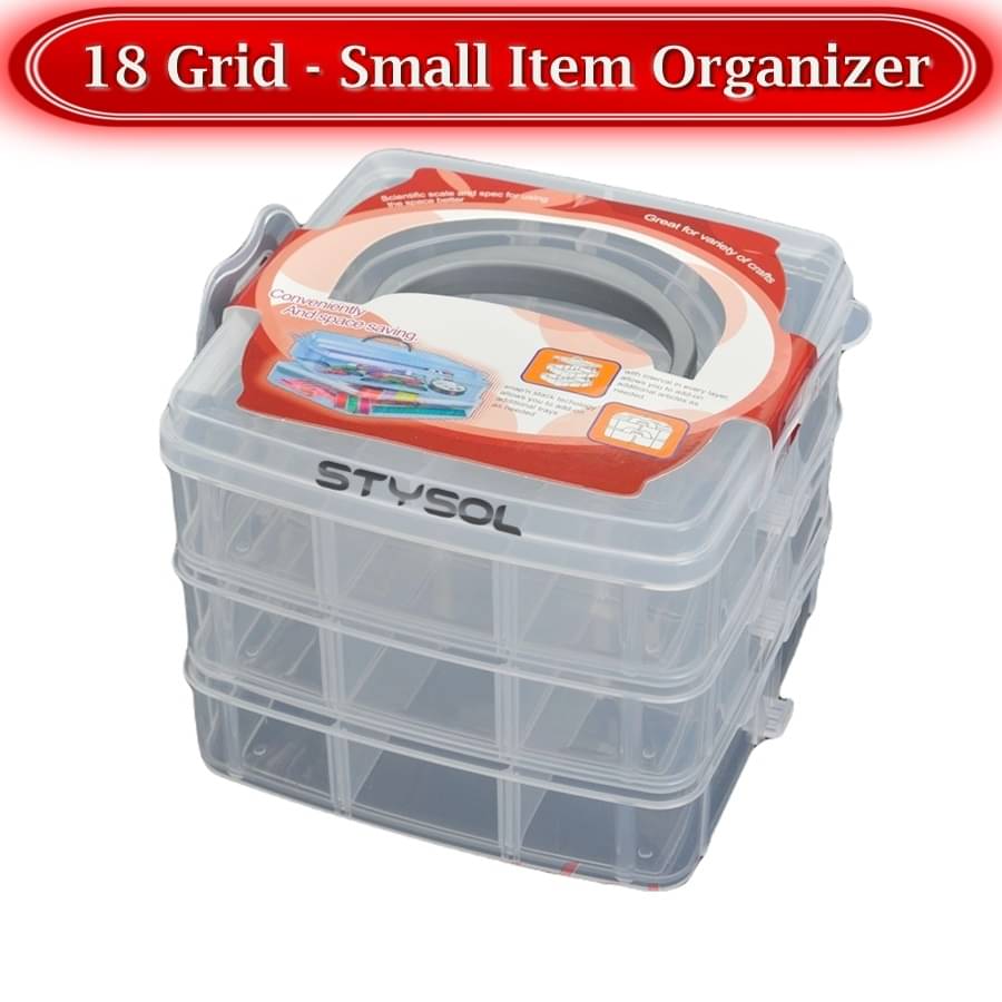     			Stysol 18 Grid Jewellery Organiser Box Piece Plastic
