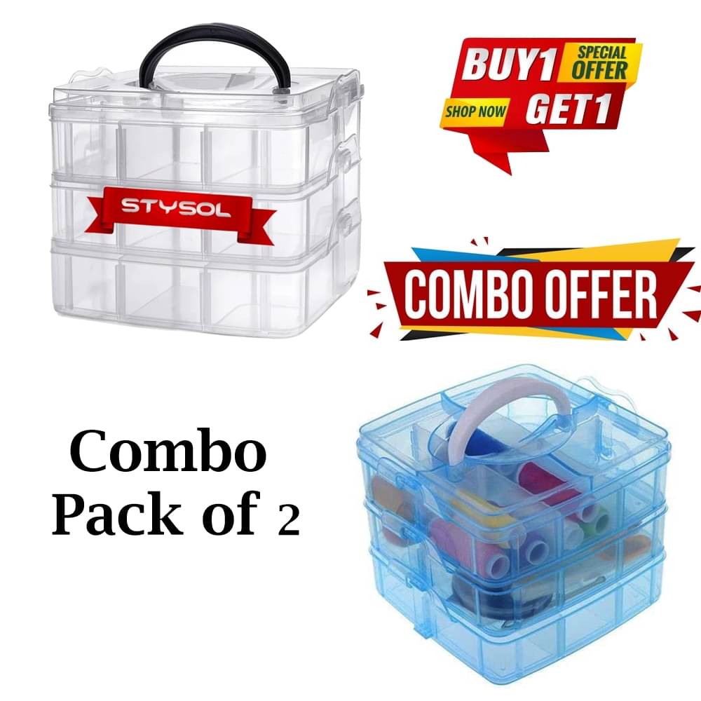 Stysol 3 Layer 18 Grids Plastic Storage Box Jewelry Bead Storage Box Container Organizer Case Craft Boxes Random Color (Square, White) Stysol 3 Layer 18 Grids Plastic Storage Box Jewelry Bead Storage Box Container Organizer Case Craft Boxes Random Color (Square, White)