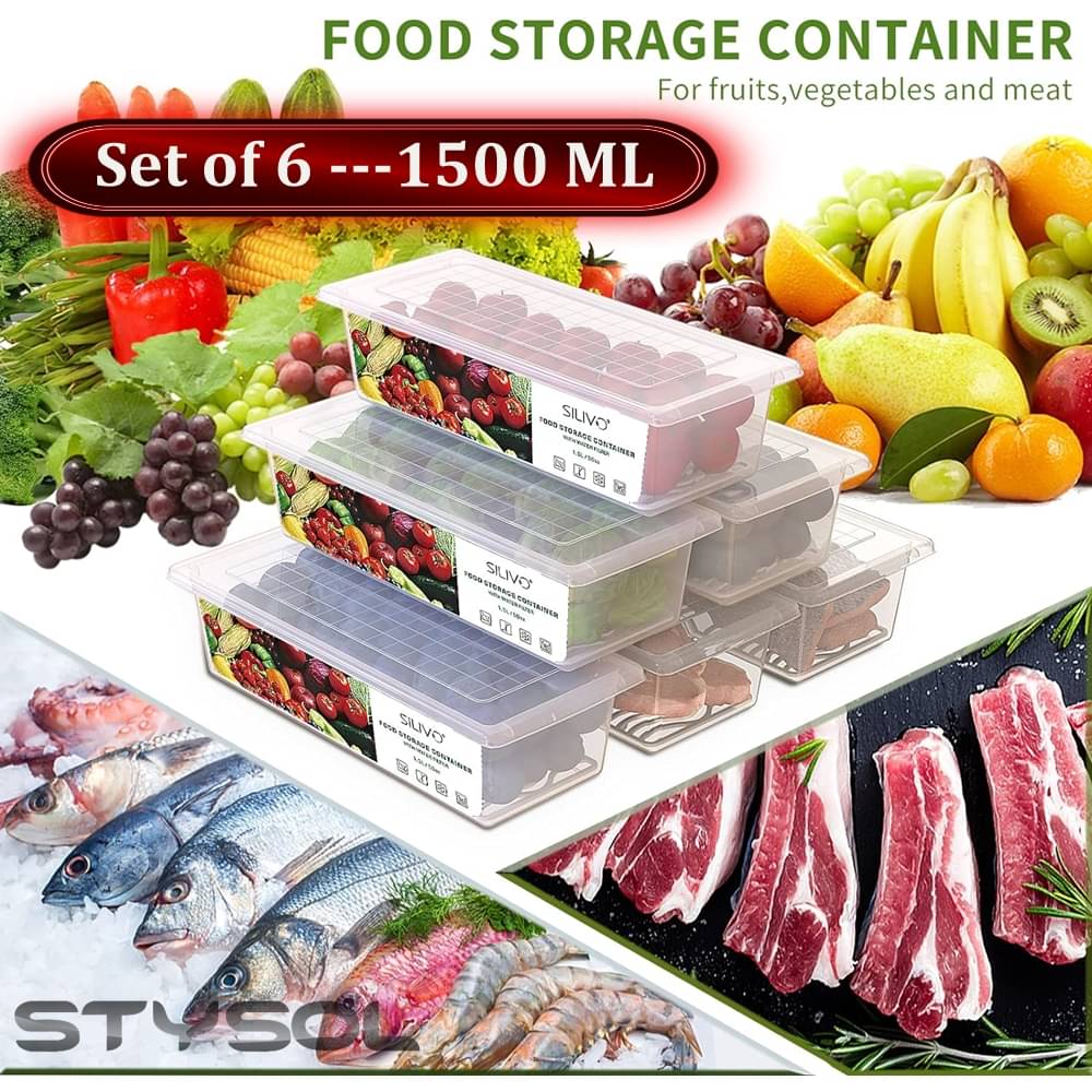     			Stysol Fridge Container Plastic White Food Container ( Set of 6 )