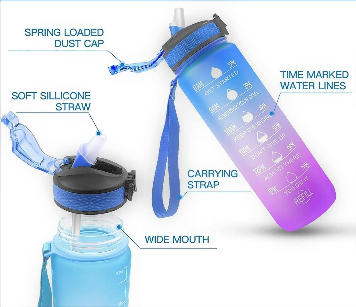 Stysol Motivational Time Marker Multicolour Plastic Water Bottle 1000 mL ( Set of 1 ) Stysol Motivational Time Marker Multicolour Plastic Water Bottle 1000 mL ( Set of 1 )