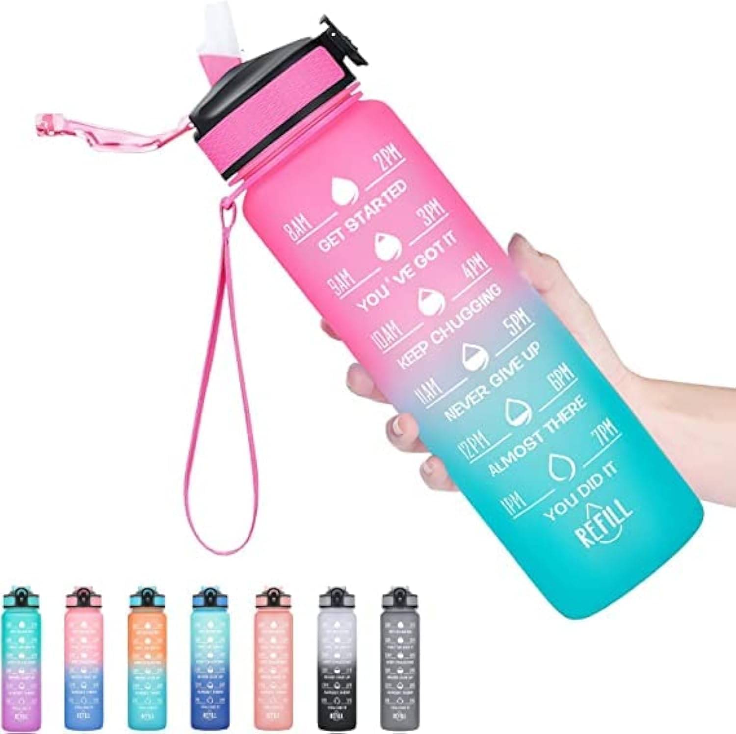 Stysol Motivational Time Marker Multicolour Plastic Water Bottle 1000 mL ( Set of 1 ) Stysol Motivational Time Marker Multicolour Plastic Water Bottle 1000 mL ( Set of 1 )