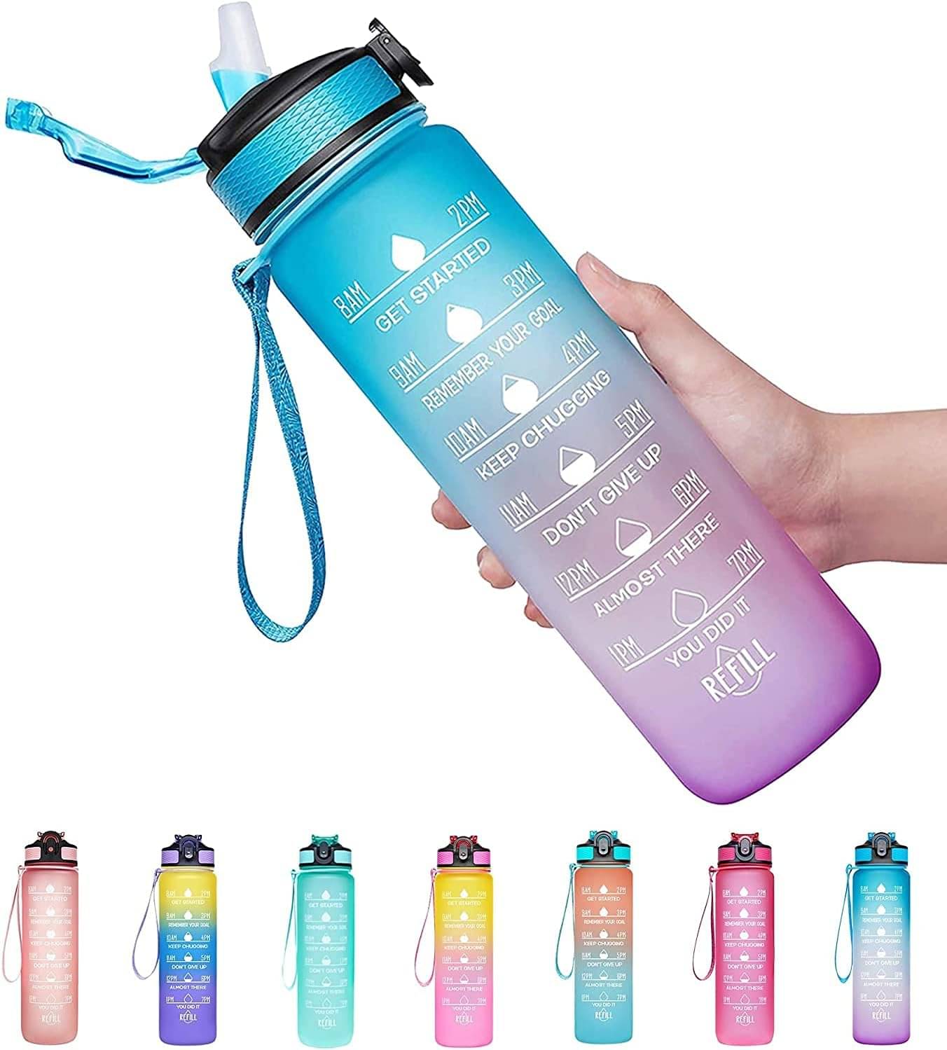 Stysol Motivational Time Marker Multicolour Plastic Water Bottle 1000 mL ( Set of 1 ) Stysol Motivational Time Marker Multicolour Plastic Water Bottle 1000 mL ( Set of 1 )