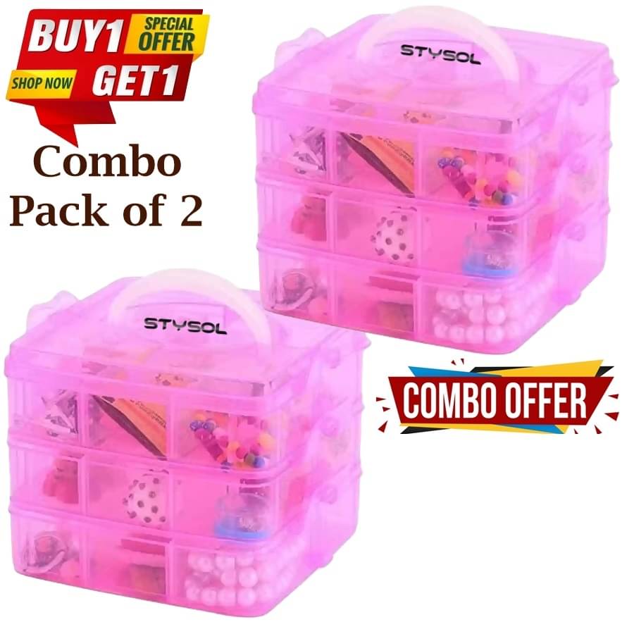     			Stysol (Pack Of 2) 18 Grids Clear Plastic Organizer Box Storage Container Jewelry Box with Adjustable Dividers for Beads Art DIY Crafts Jewelry Fishing Tackles