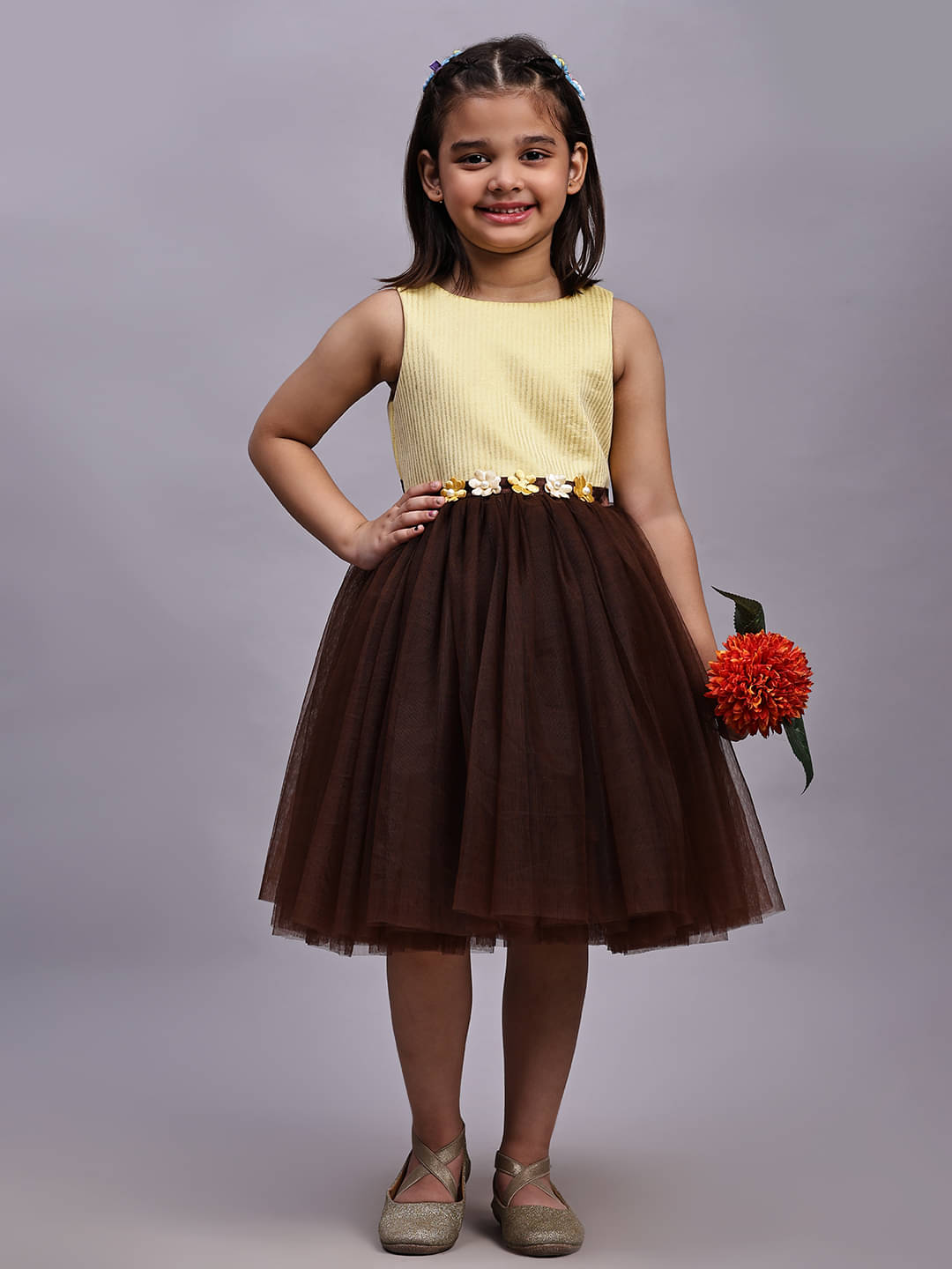 Toy Balloon Kids Net Frock For Girls ( Pack of 1 , Brown ) Toy Balloon Kids Net Frock For Girls ( Pack of 1 , Brown )