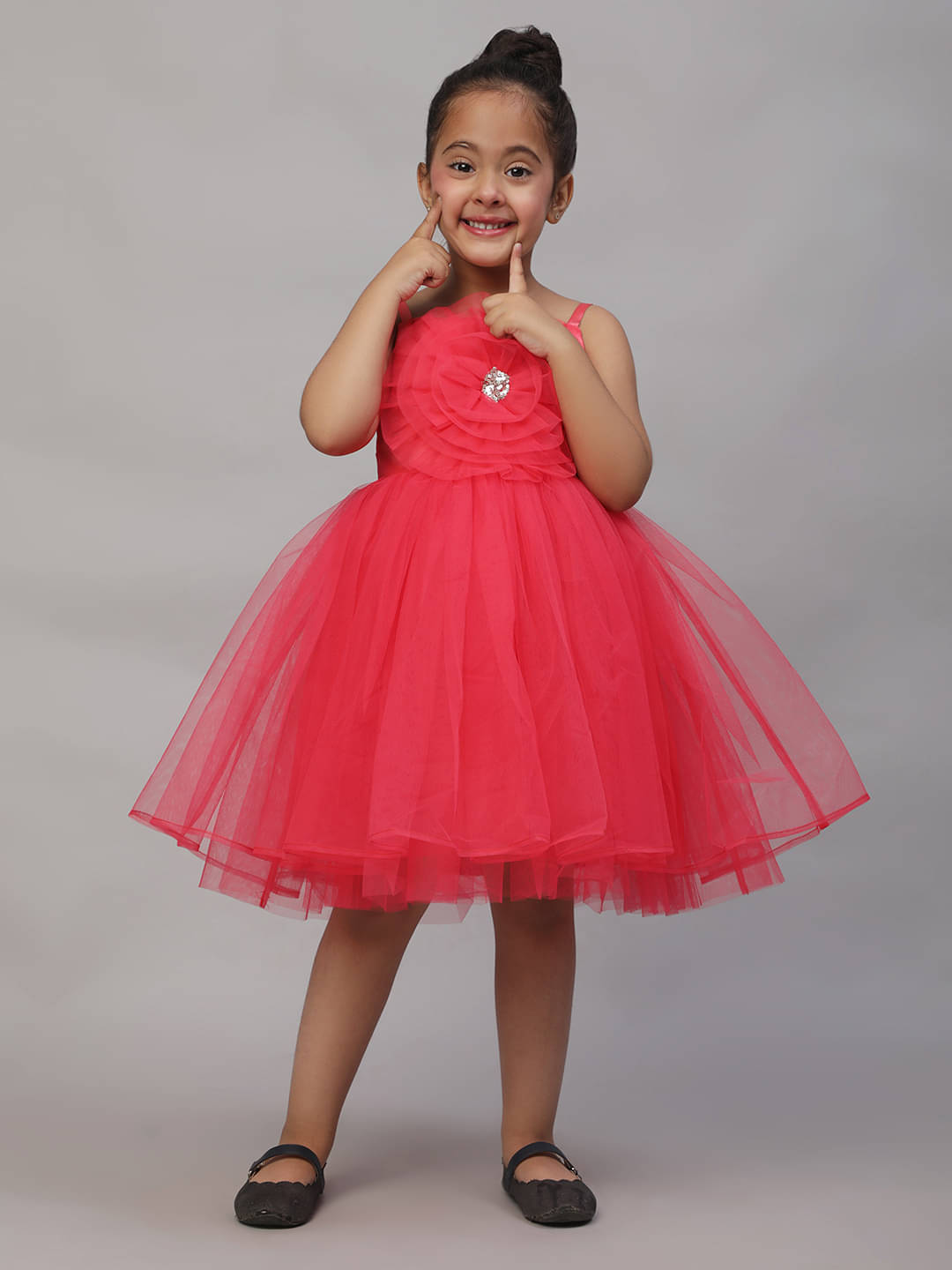     			Toy Balloon Kids Polyester Blend Frock For Girls ( Pack of 1 , Pink )