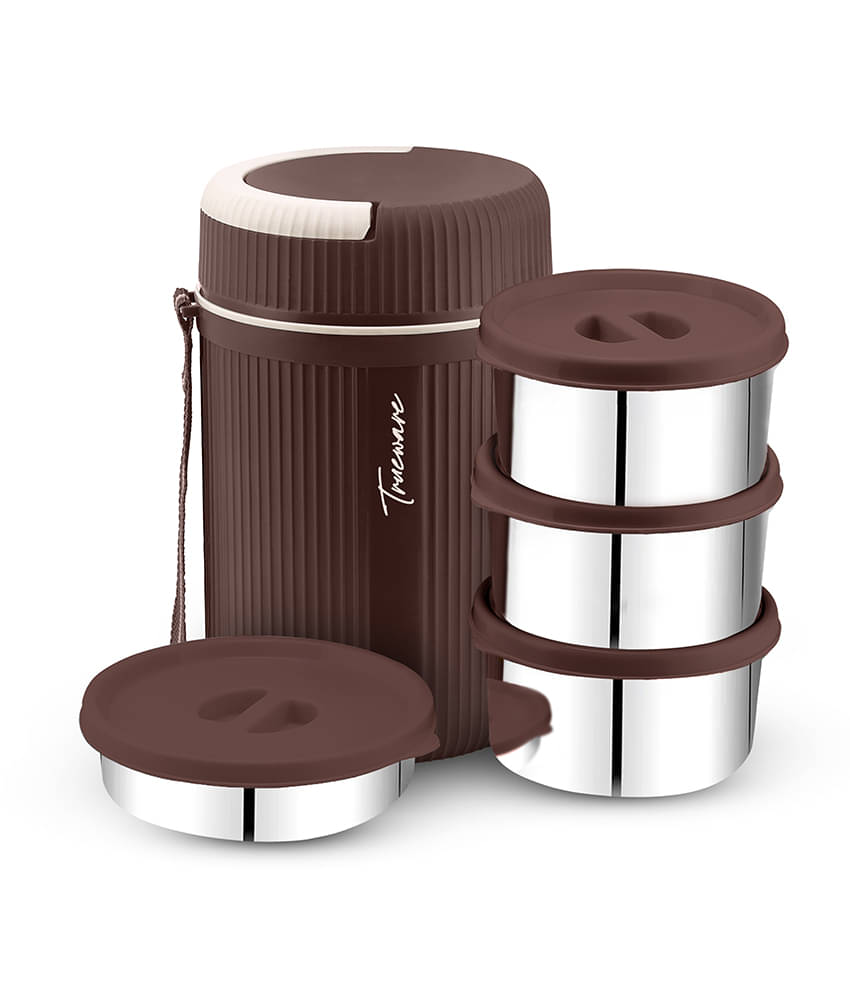 Trueware Grub 4 Plastic & Stainless Steel Insulated Lunch Box 4 - Container ( Pack of 1 ) Trueware Grub 4 Plastic & Stainless Steel Insulated Lunch Box 4 - Container ( Pack of 1 )
