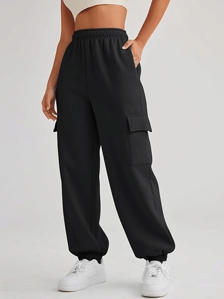     			Unicus Apparel Pack of 1 Cotton Blend Wide Leg Women's Joggers ( Black )