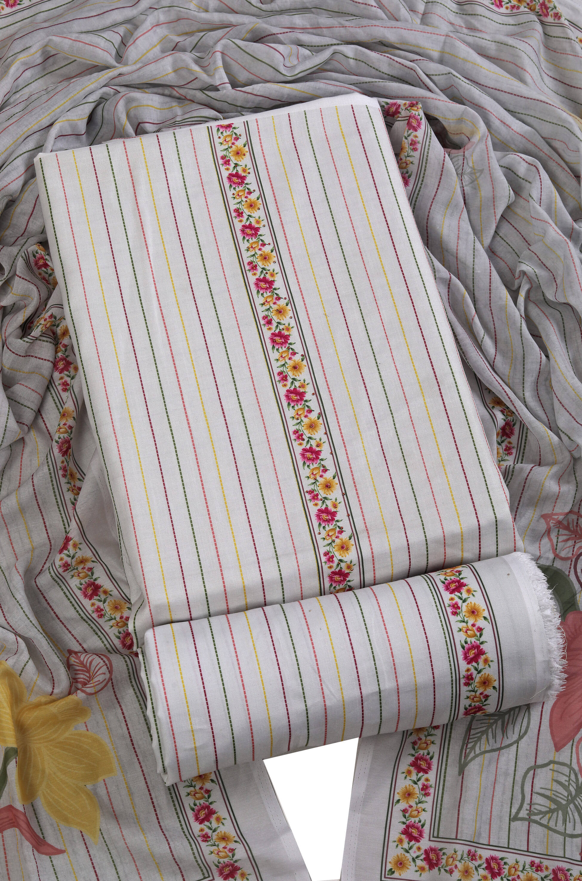     			tavas Unstitched Cotton Blend Printed Dress Material - Off White ( Pack of 1 )