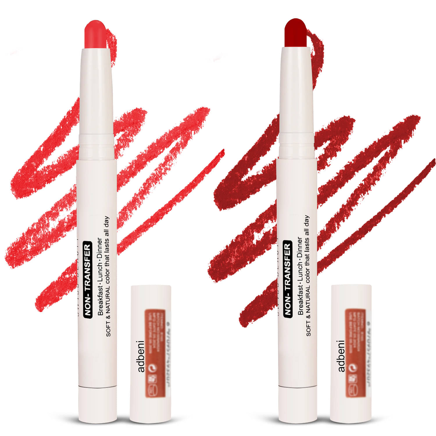     			Adbeni Wine,Red Matte Lipstick Non-Transfer Long Lasting Lip Crayon 2Pc 3.8g