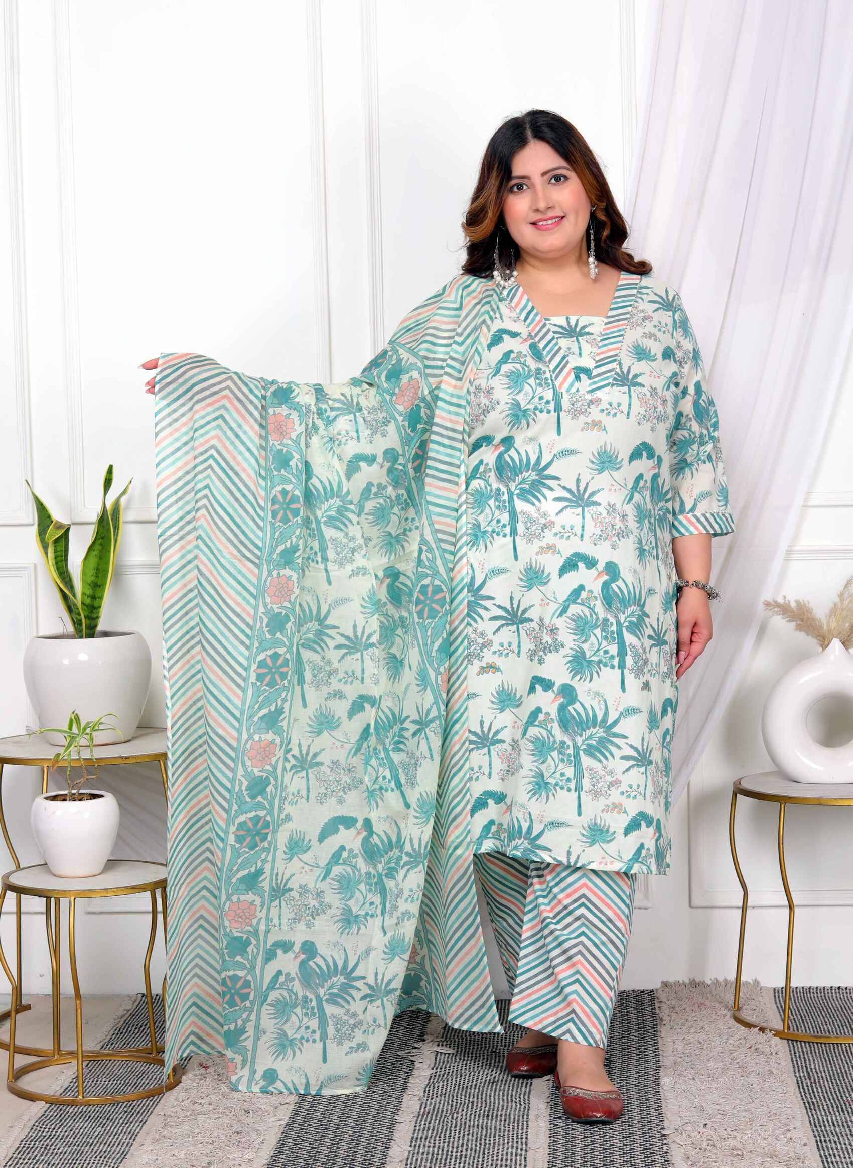 Angiya Cotton Printed Kurti With Pants Women's Stitched Salwar Suit - Light Green ( Pack of 1 ) Angiya Cotton Printed Kurti With Pants Women's Stitched Salwar Suit - Light Green ( Pack of 1 )