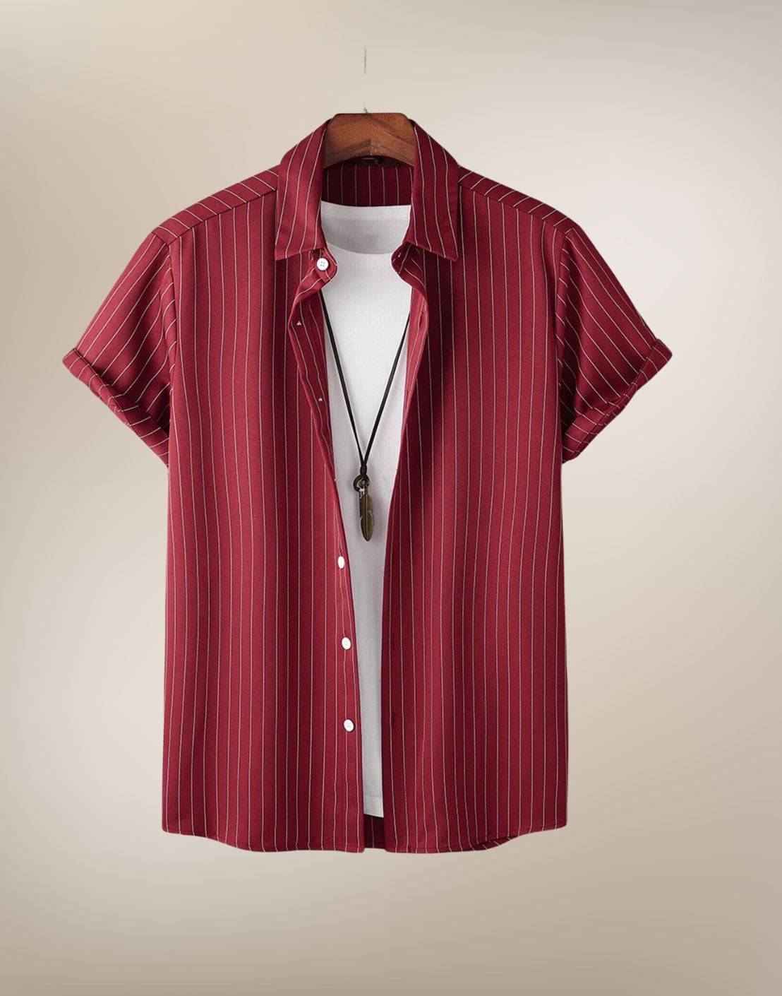 BEAUE Poly Cotton Regular Fit Striped Half Sleeves Men's Casual Shirt - Maroon ( Pack of 1 ) BEAUE Poly Cotton Regular Fit Striped Half Sleeves Men's Casual Shirt - Maroon ( Pack of 1 )