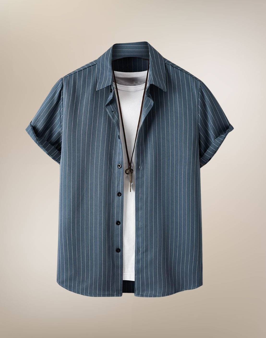 BEAUE Poly Cotton Regular Fit Striped Half Sleeves Men's Casual Shirt - Blue ( Pack of 1 ) BEAUE Poly Cotton Regular Fit Striped Half Sleeves Men's Casual Shirt - Blue ( Pack of 1 )