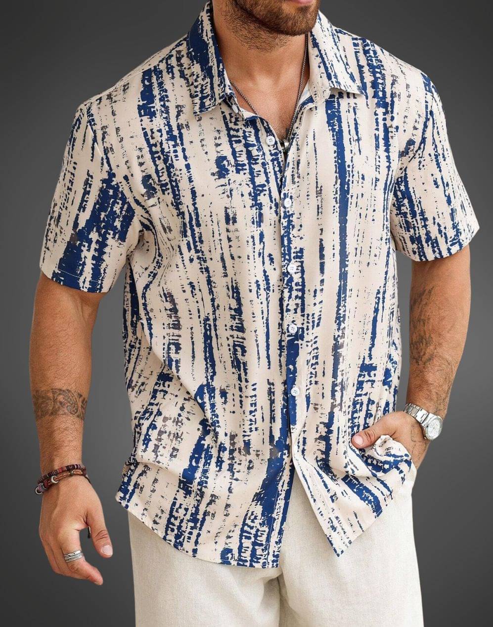     			BEAUE Poly Cotton Regular Fit Printed Half Sleeves Men's Casual Shirt - Blue ( Pack of 1 )