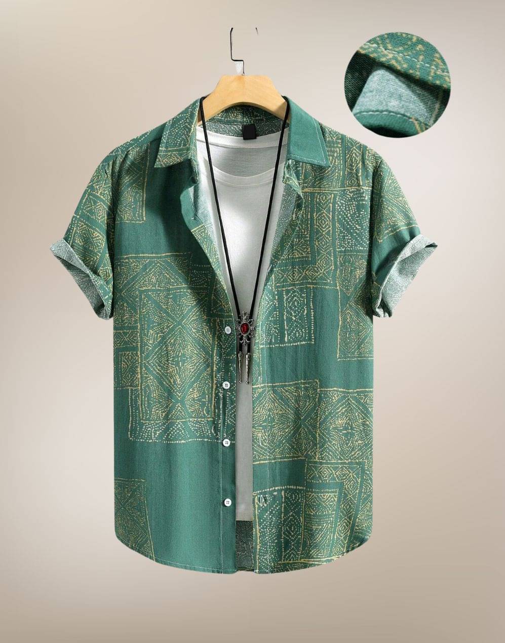BEAUE Poly Cotton Regular Fit Printed Half Sleeves Men's Casual Shirt - Green ( Pack of 1 ) BEAUE Poly Cotton Regular Fit Printed Half Sleeves Men's Casual Shirt - Green ( Pack of 1 )