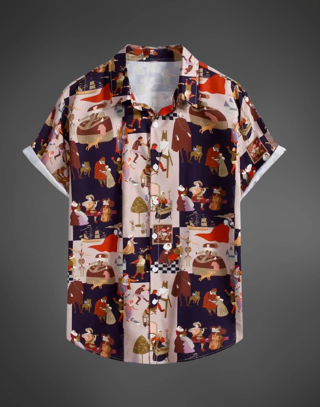     			BEAUE Poly Cotton Regular Fit Printed Half Sleeves Men's Casual Shirt - Multi ( Pack of 1 )
