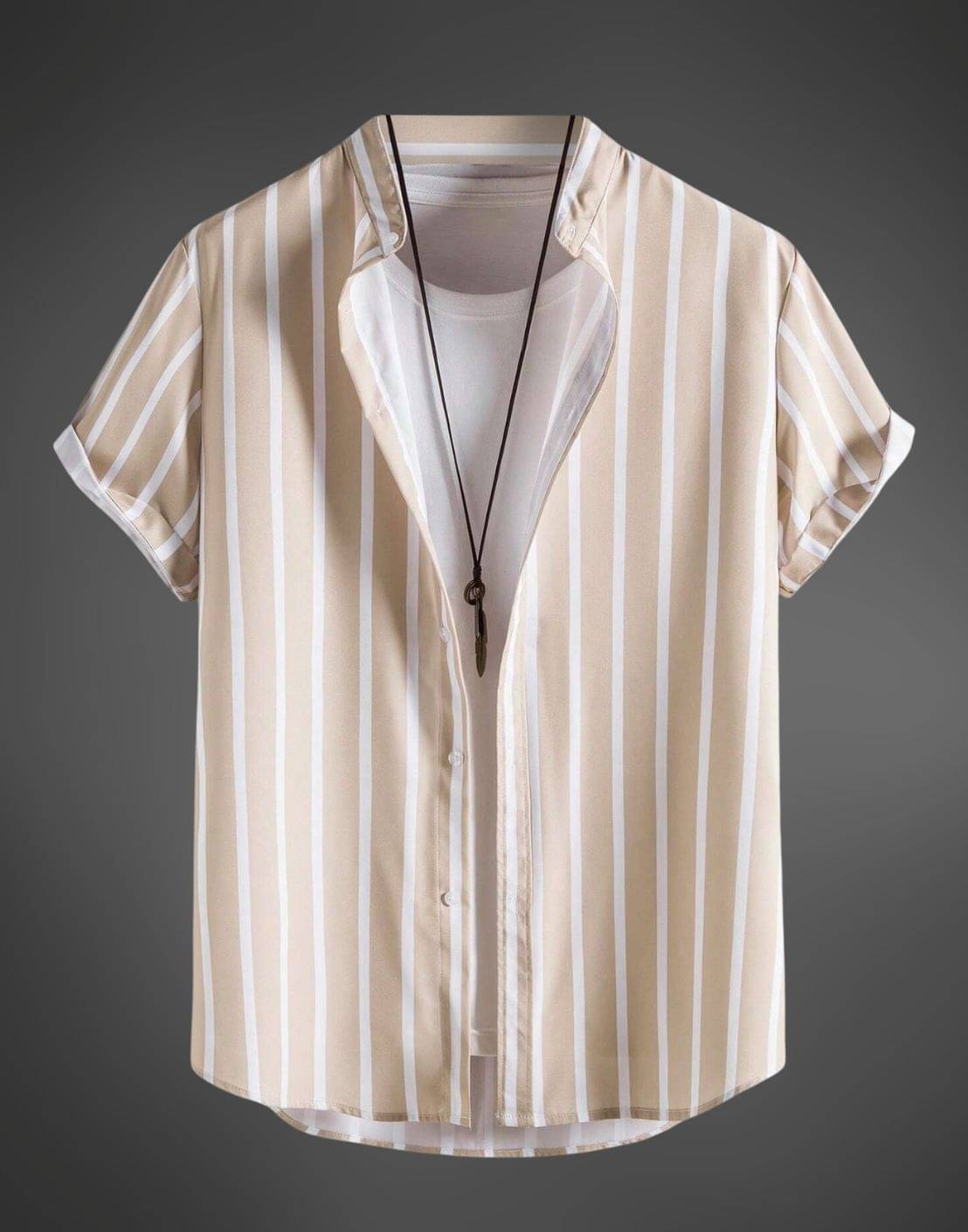 BEAUE Poly Cotton Regular Fit Striped Half Sleeves Men's Casual Shirt - Beige ( Pack of 1 ) BEAUE Poly Cotton Regular Fit Striped Half Sleeves Men's Casual Shirt - Beige ( Pack of 1 )