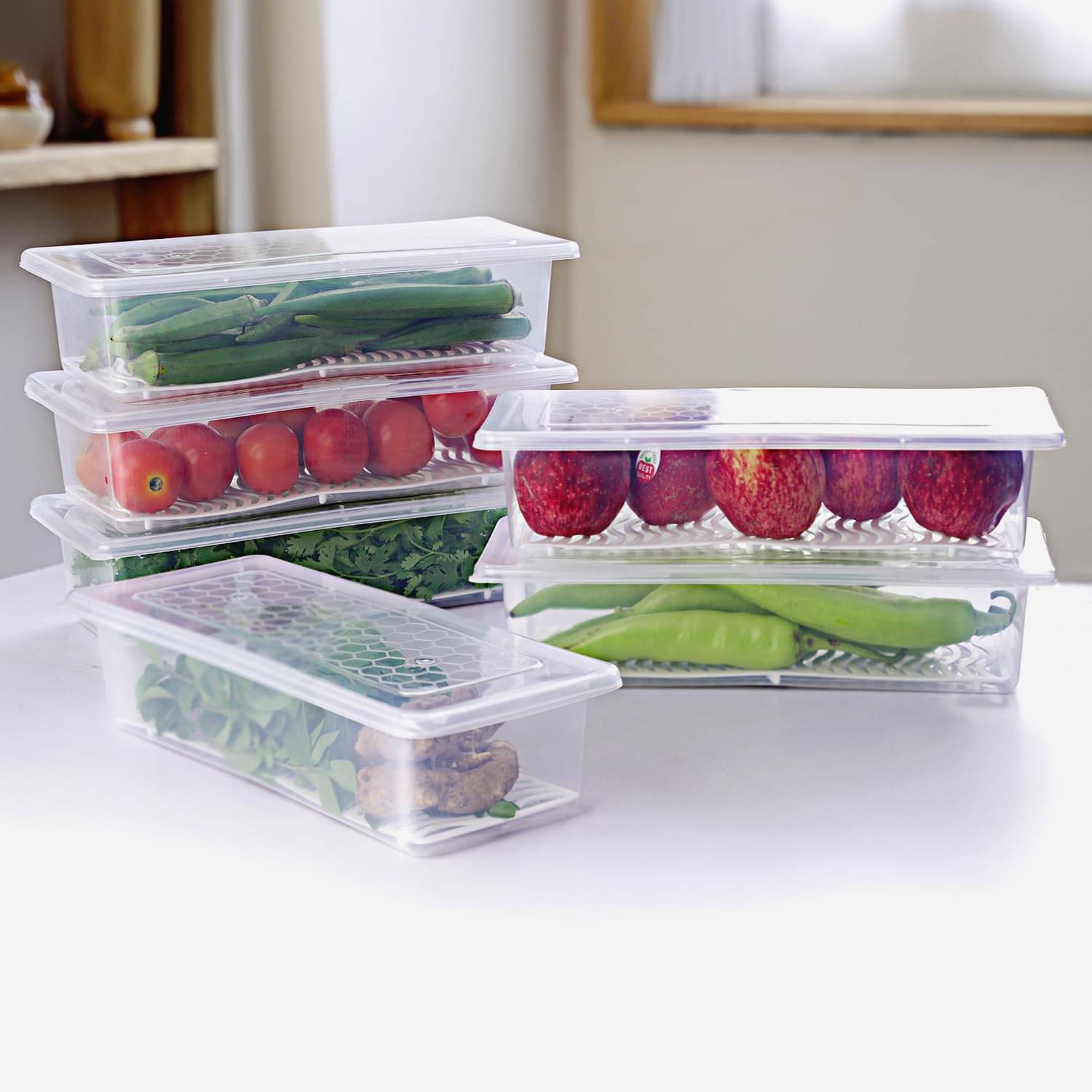     			BRANZY Transparent Plastic Fridge Racks ( Pack of 6 )