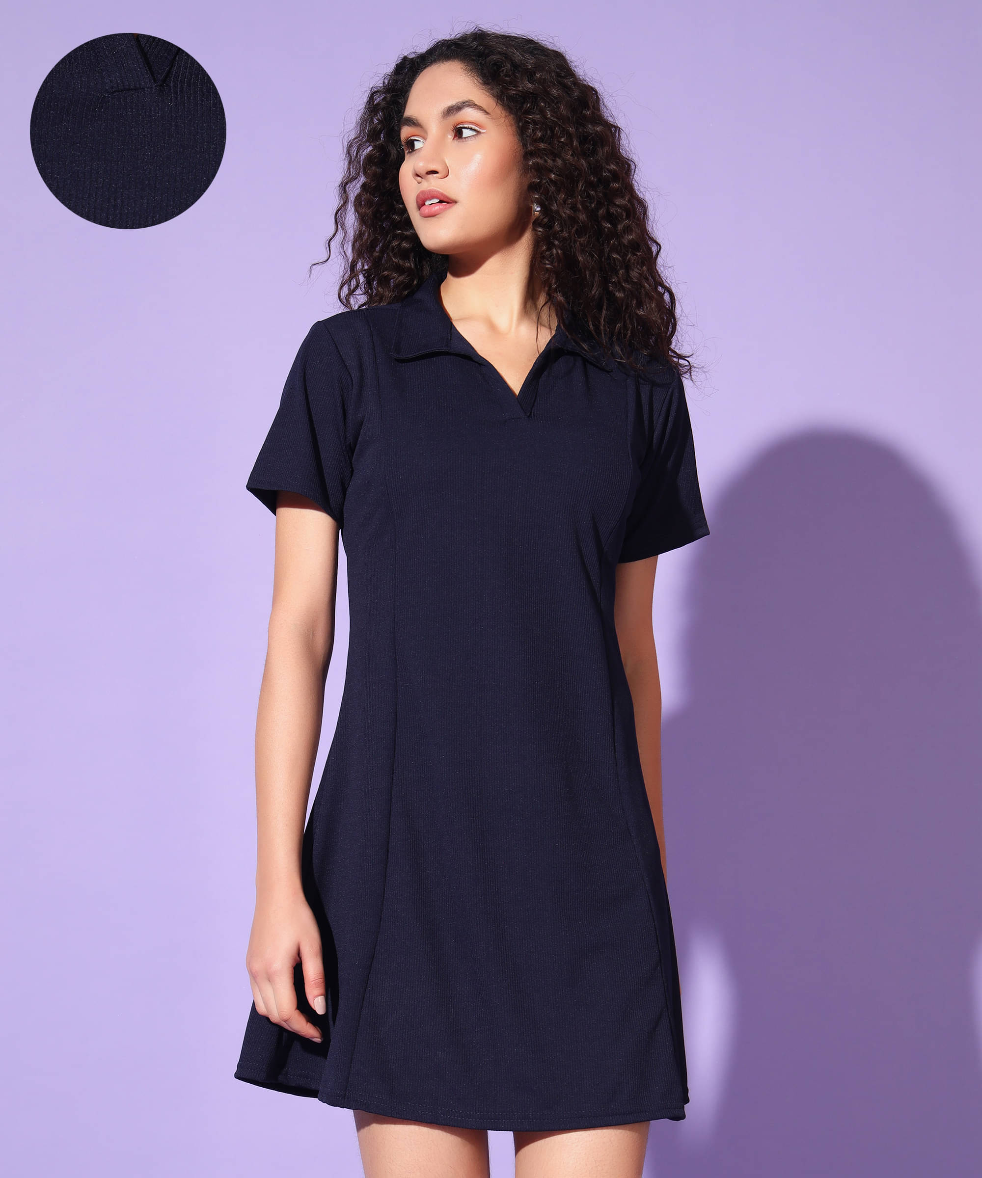 Christy World Women Lycra Solid T-shirt Dress ( Dark Blue )     			Christy World Women Lycra Solid T-shirt Dress ( Dark Blue )