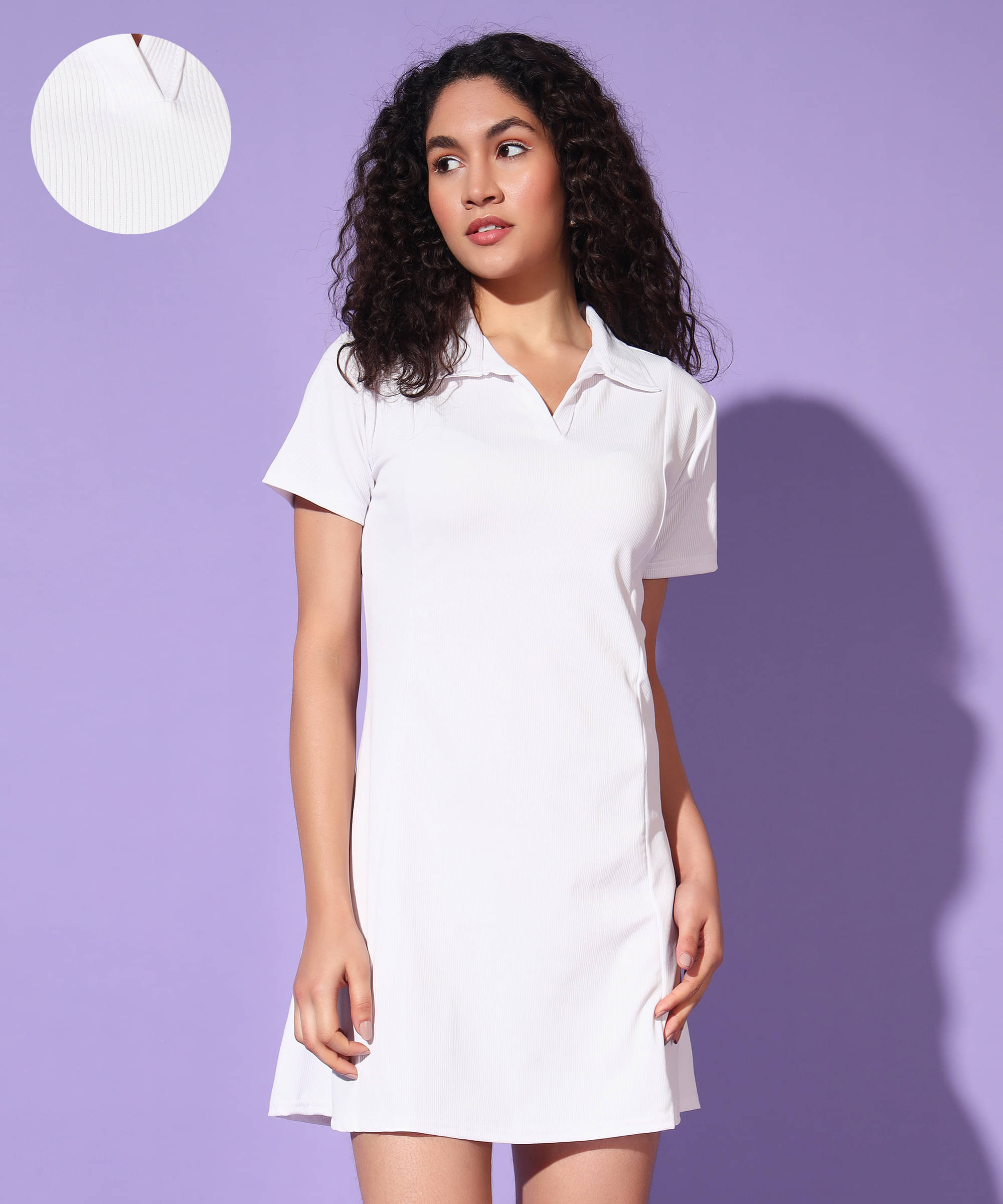     			Christy World Women Lycra Solid T-shirt Dress ( White )
