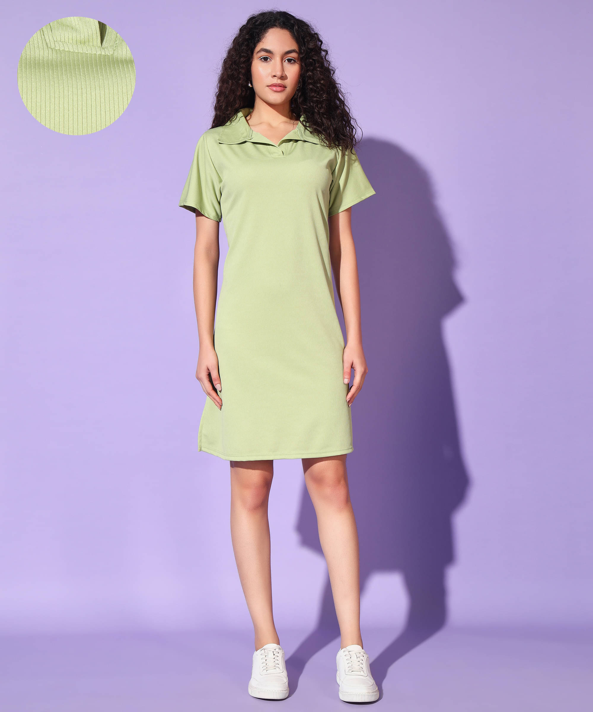     			Christy World Women Lycra Solid T-shirt Dress ( Green )