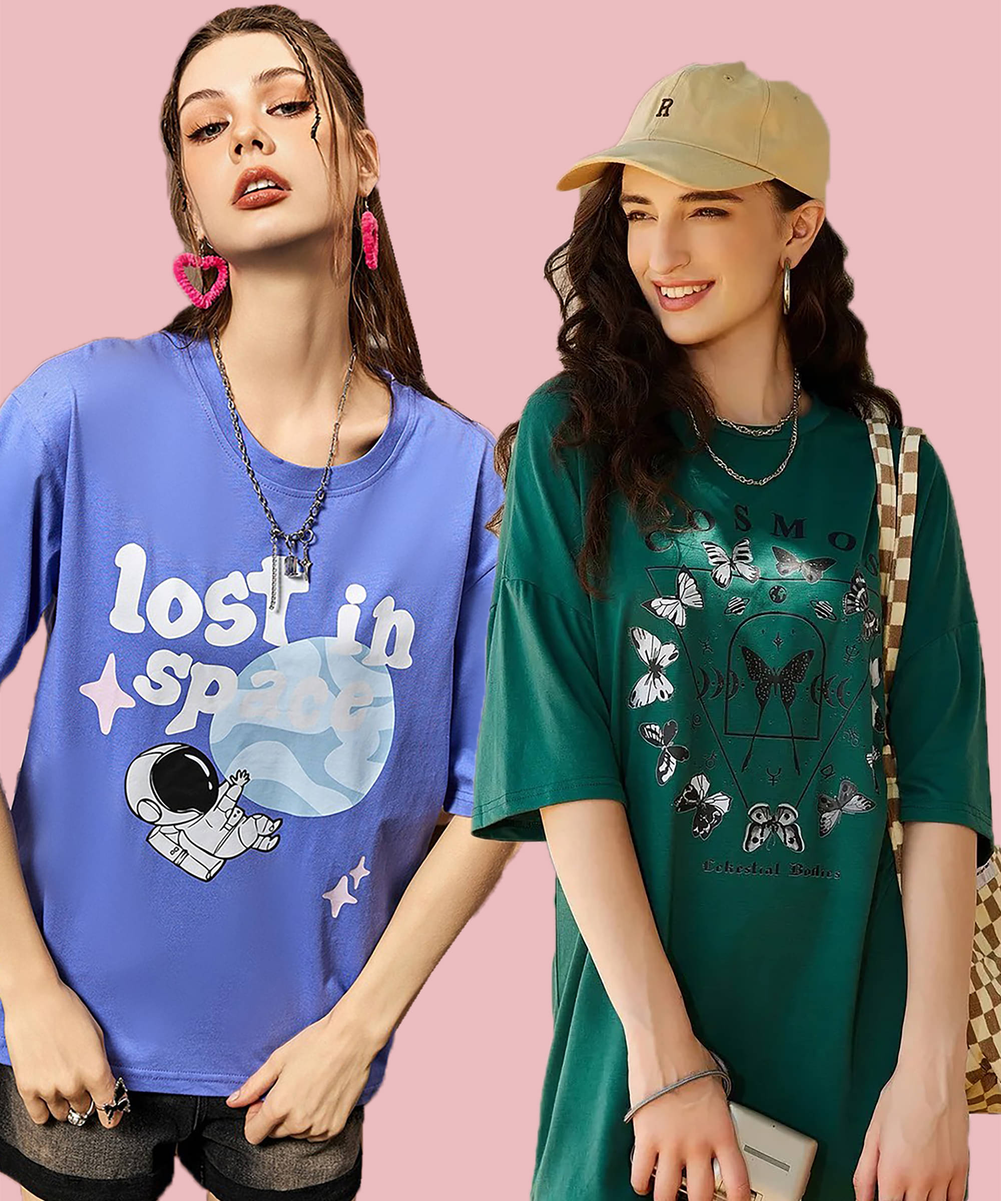 Christy World Women Cotton Printed Oversized Fit Round Neck T-Shirt ( Multicolor 14 )     			Christy World Women Cotton Printed Oversized Fit Round Neck T-Shirt ( Multicolor 14 )