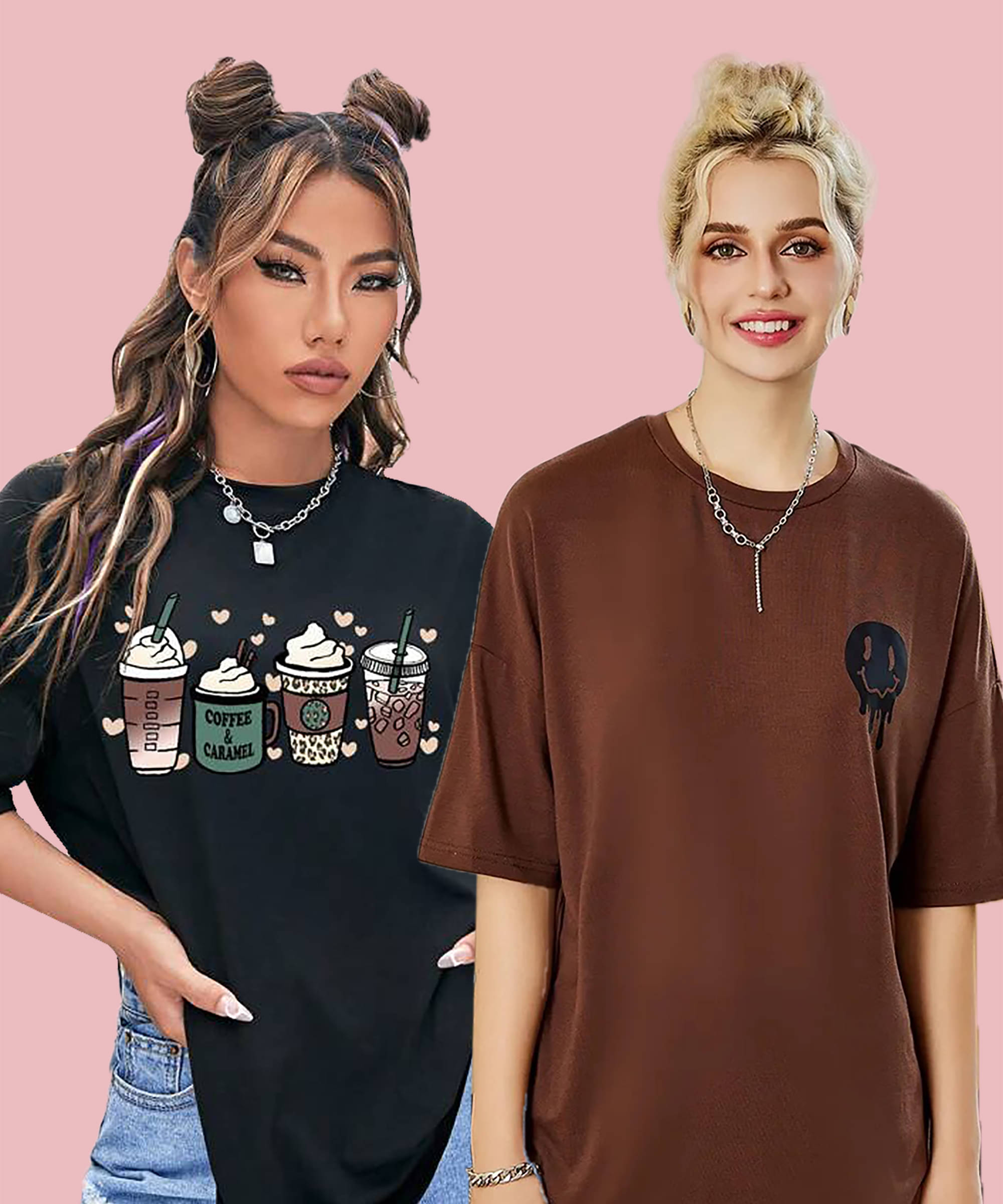     			Christy World Women Cotton Printed Oversized Fit Round Neck T-Shirt ( Multicolor 5 )