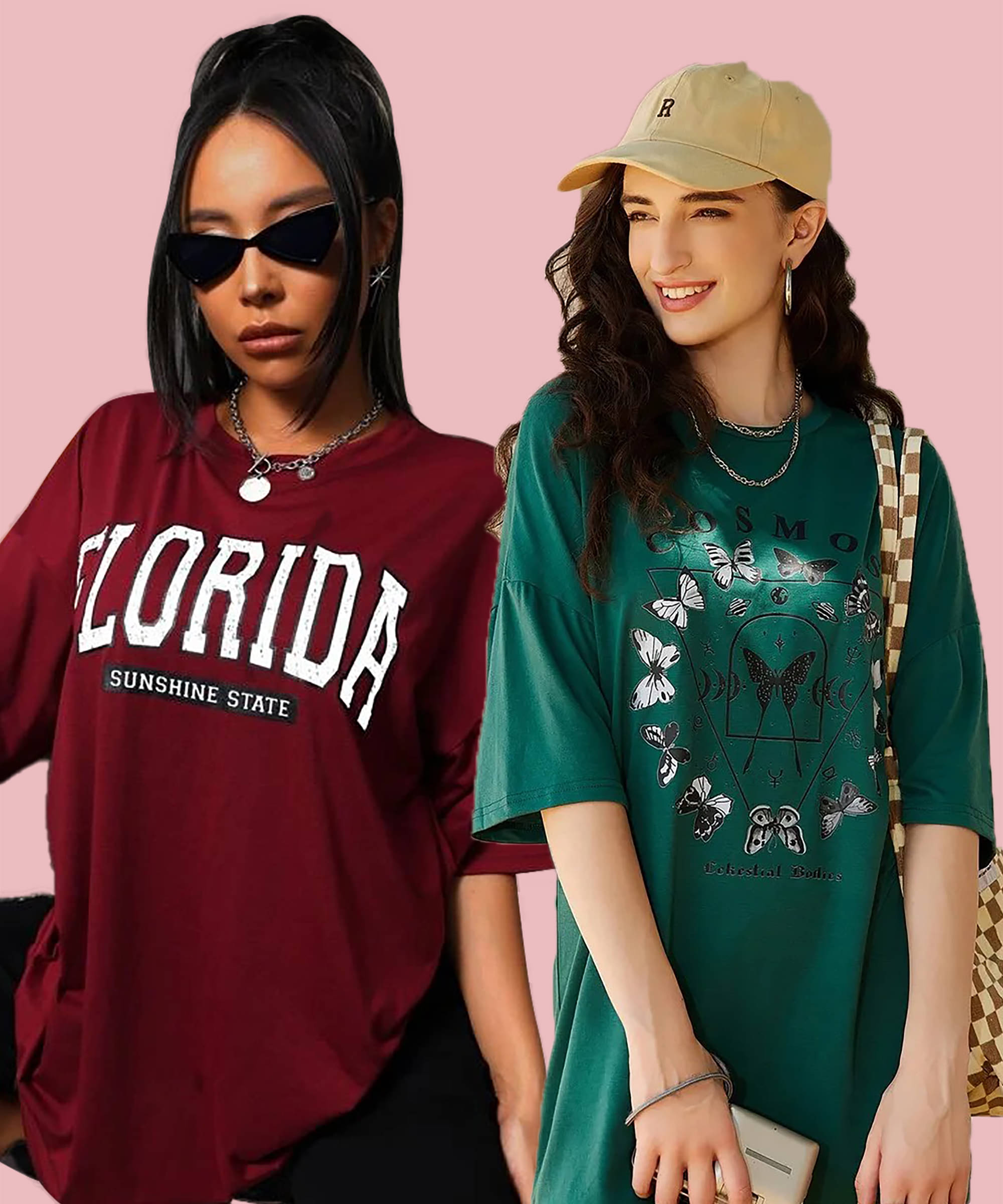     			Christy World Women Cotton Printed Oversized Fit Round Neck T-Shirt ( Multicolor 2 )