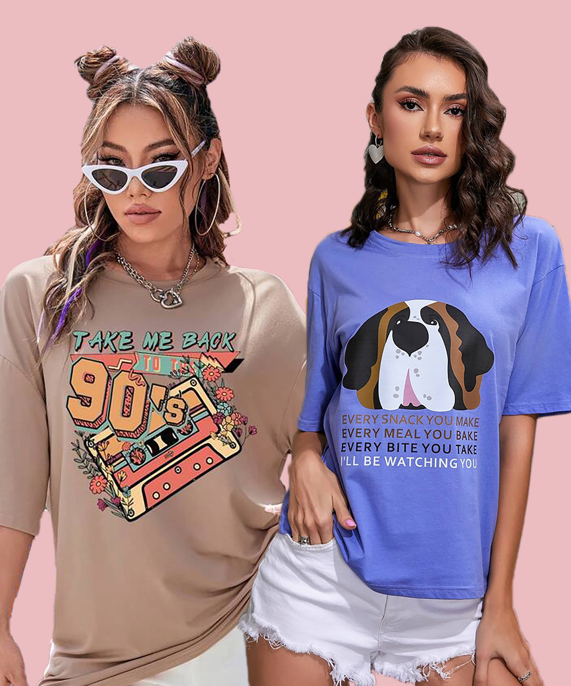 Christy World Women Cotton Printed Oversized Fit Round Neck T-Shirt ( Multicolor 1 )     			Christy World Women Cotton Printed Oversized Fit Round Neck T-Shirt ( Multicolor 1 )