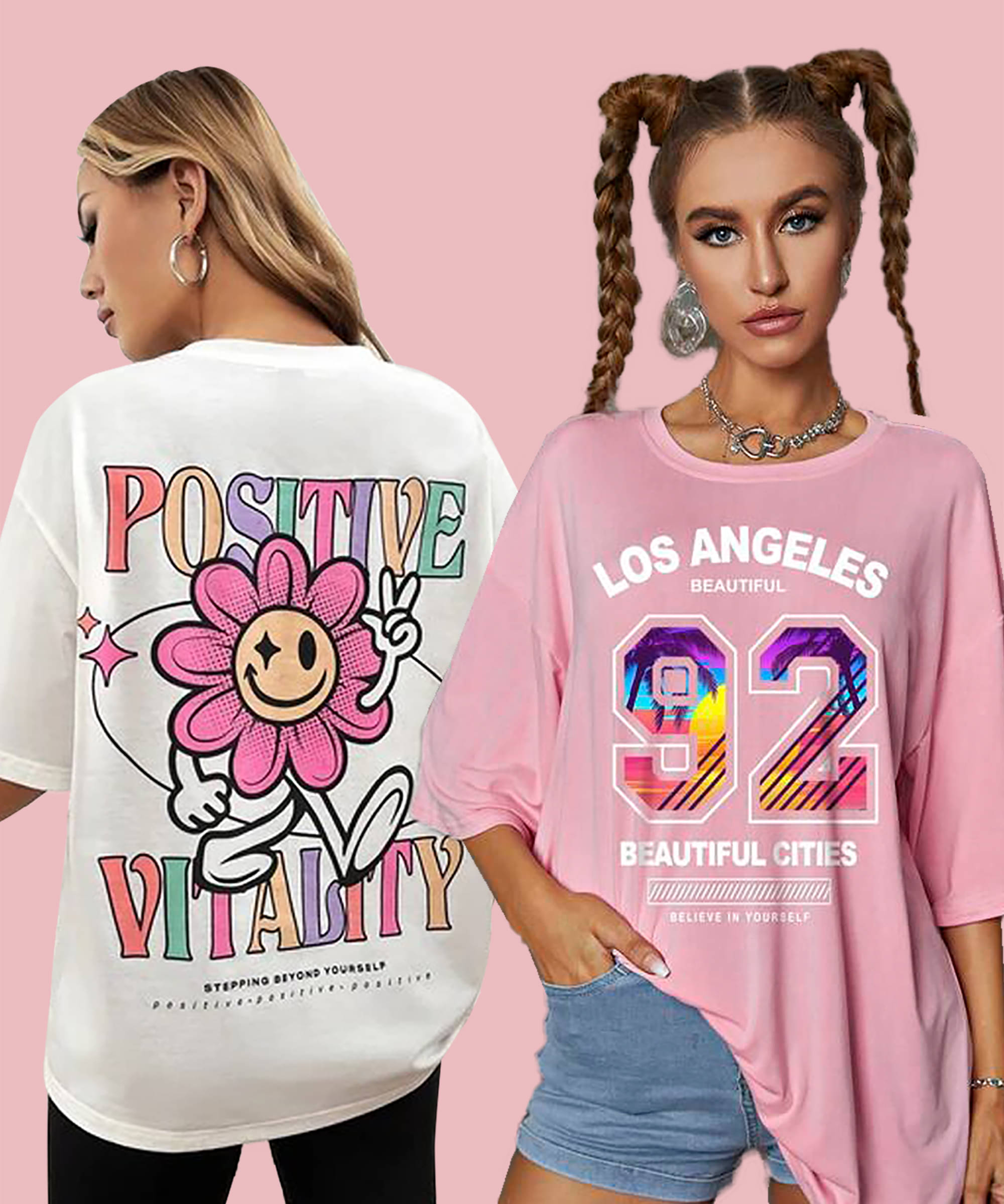 Christy World Women Cotton Printed Oversized Fit Round Neck T-Shirt ( Multicolor 1 ) Christy World Women Cotton Printed Oversized Fit Round Neck T-Shirt ( Multicolor 1 )