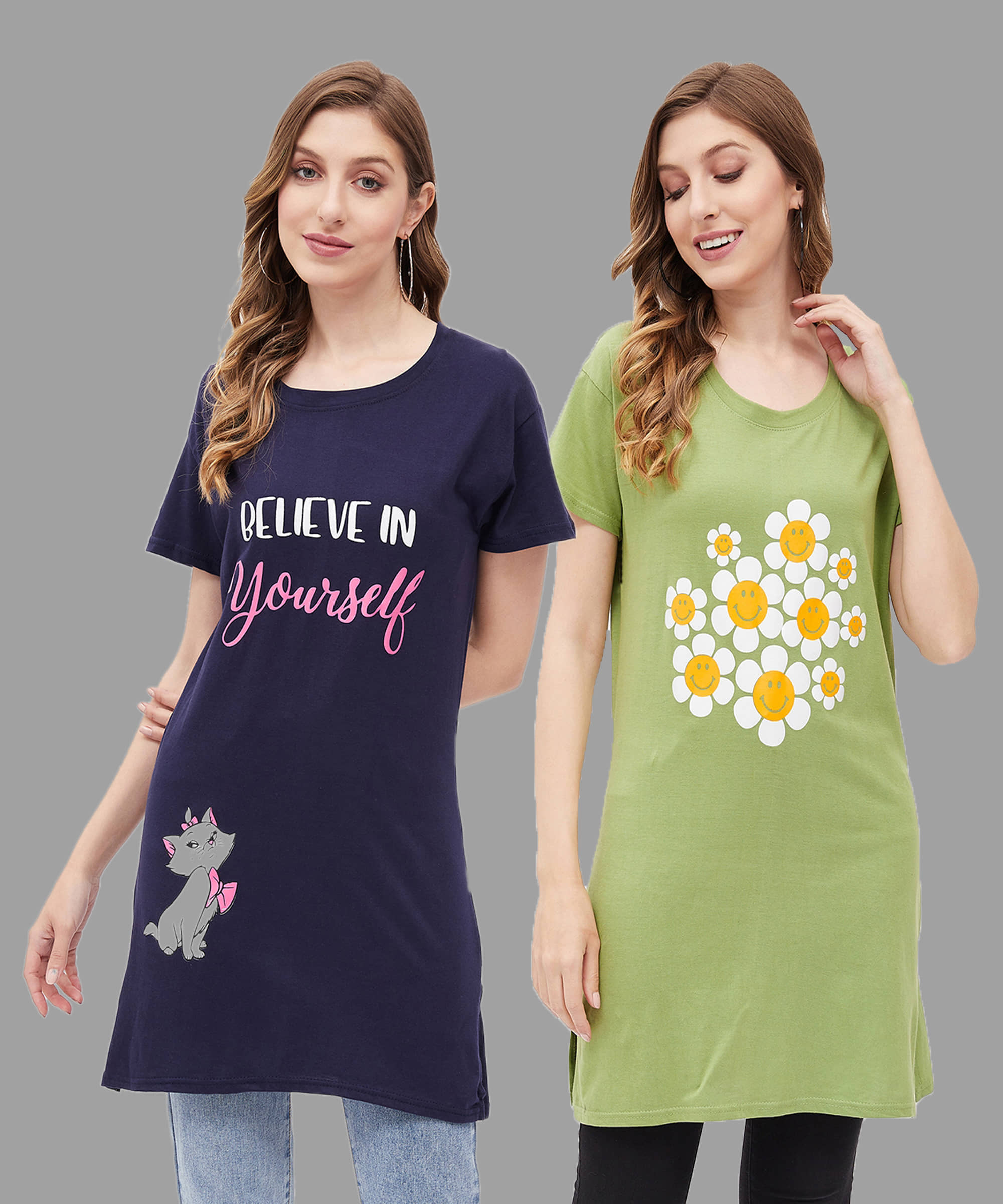 Christy World Women Cotton Printed Regular Fit Round Neck T-Shirt ( Multicolor 2 )