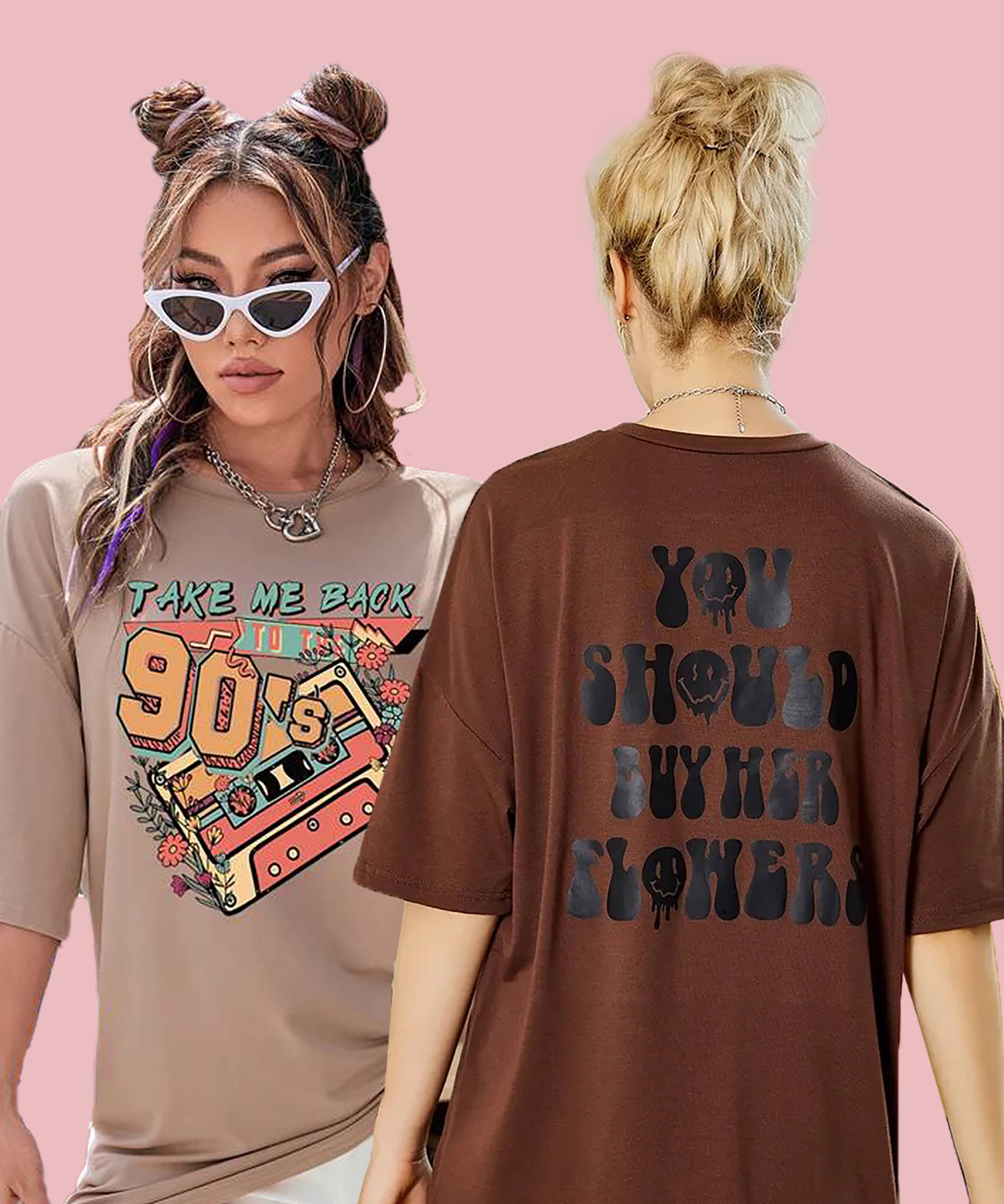     			Christy World Women Cotton Printed Oversized Fit Round Neck T-Shirt ( Multicolor 7 )