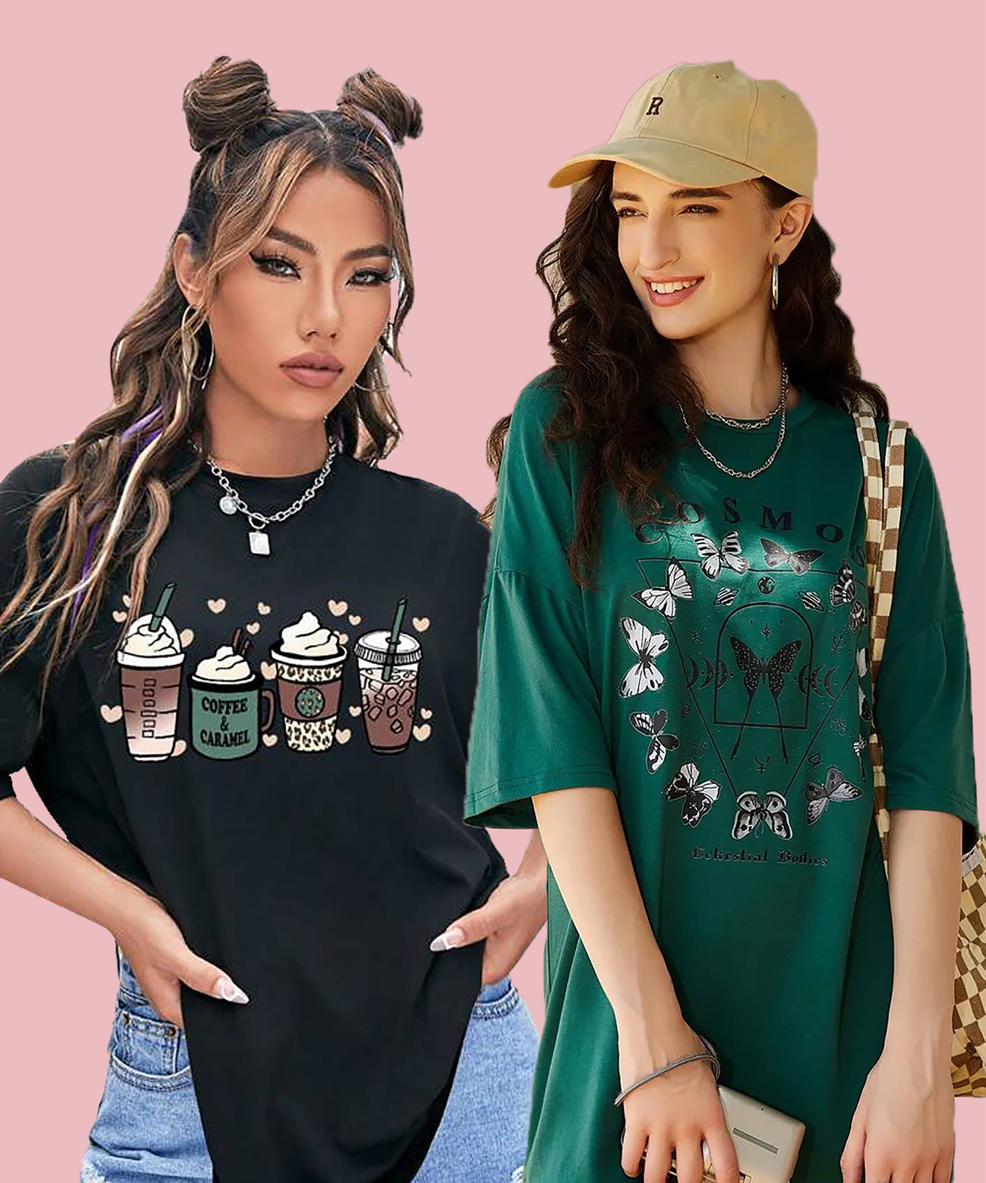 Christy World Women Cotton Printed Oversized Fit Round Neck T-Shirt ( Multicolor 9 )     			Christy World Women Cotton Printed Oversized Fit Round Neck T-Shirt ( Multicolor 9 )