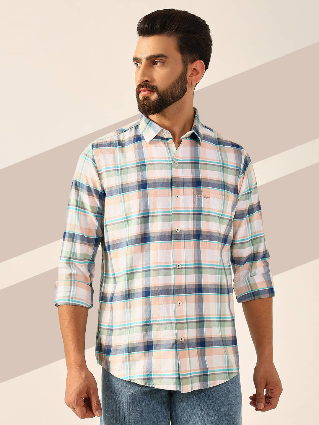 ENSPYR 100% Cotton Regular Fit Checks Full Sleeves Men's Casual Shirt - Orange ( Pack of 1 ) ENSPYR 100% Cotton Regular Fit Checks Full Sleeves Men's Casual Shirt - Orange ( Pack of 1 )